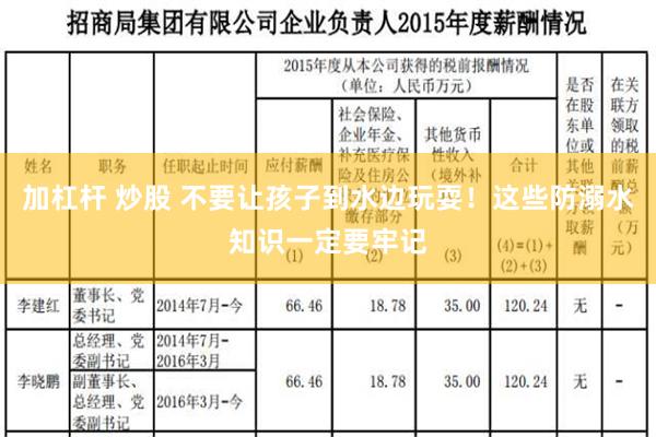 加杠杆 炒股 不要让孩子到水边玩耍！这些防溺水知识一定要牢记